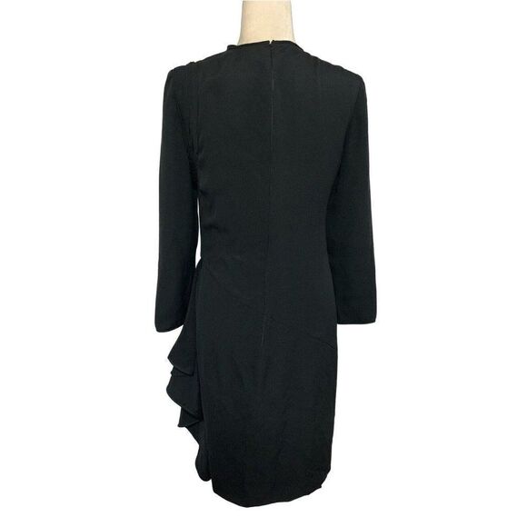 Valentino Boutique Vintage Authentic Solid Black Long Sleeve MIDI Dress 4 Small - Picture 3 of 8